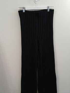 Finders Keepers Black Ribbed Wide-Leg Pants